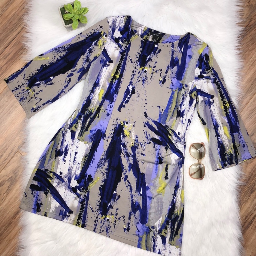 Alfani Sz L abstract purple tunic dress